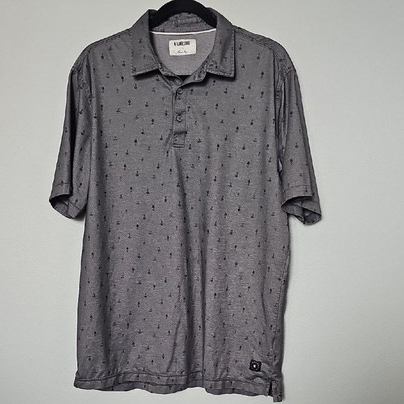 Linksoul Other - Linksoul Astoria Printed Short Sleeve Charcoal Gray Polo Golf Shirt Large